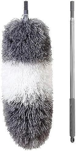 BOOMJOY Microfiber Feather Duster with Extendable Pole and Bendable Head, 100" Telescoping Duster for Cleaning Ceiling, Fan, Furniture