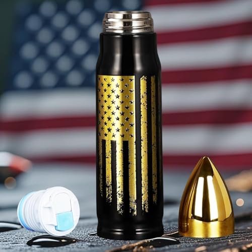 17oz Bullet Tumbler Stainless Steel Gifts for Men Dad Him Husband, Unique Shaped Thermos, Coffee Mug, Anniversary Birthday Dad Gifts for Men, Present Ideas for Fathers Day, Fishing Hunting Camping
